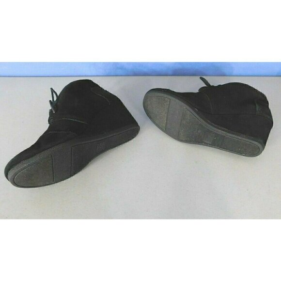 TOM'S BLACK SUEDE LEATHER LACE UP SHOES WITH WEDGE HEELS, WOMAN'S SIZE 8.5 - Picture 6 of 8